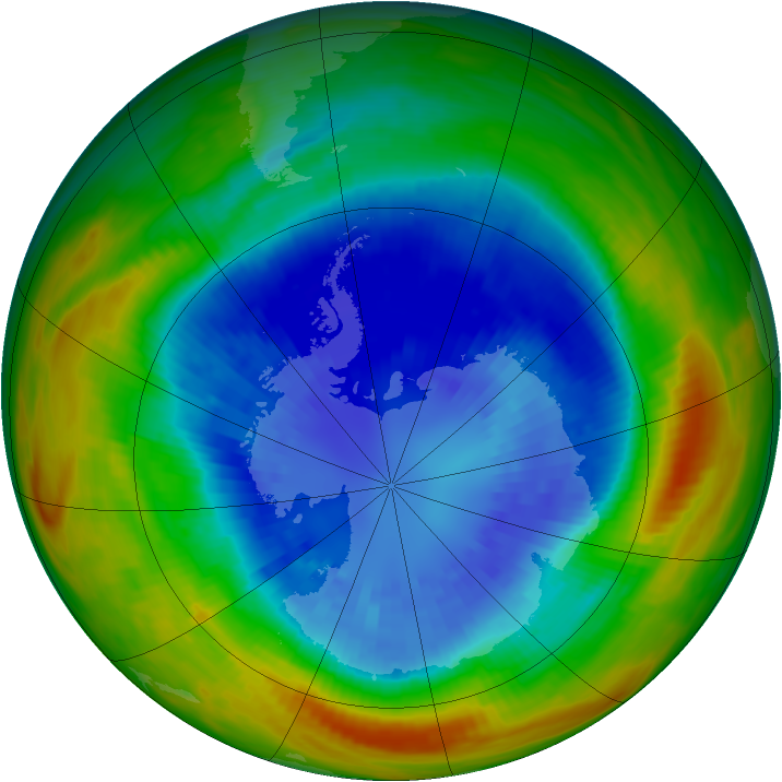 Antarctic ozone map for 09 September 1991